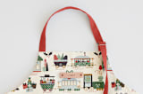 "Jolly Train" - Apron in Mistletoe by Beth Schneider - Tag in Bodoni Regular
