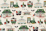 "Jolly Train" - Apron in Mistletoe by Beth Schneider - Fabric Detail