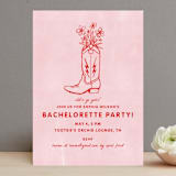 "Party Boots" - Bachelorette Party Invitations in Strawberry by Erin Kessler - Front