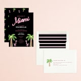 "Miami Neon" - Bachelorette Party Invitations in Midnight by Cindy Reynolds - Assembled