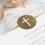 "Golden Cross" - Baptism and Christening Invitations in Champagne by Erin Deegan - Detail