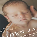 "Script Baptism" - Baptism and Christening Invitations in Snow by Chasity Smith - Detail
