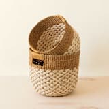"Natural + Golden Brown Round Bottom Basket, nested set of 2" - Decorative Baskets in gold by LIKHA