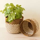 "Natural + Golden Brown Round Bottom Basket, nested set of 2" - Decorative Baskets in gold by LIKHA