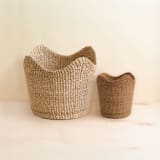 "Tan Small Scallop Basket" - Decorative Baskets in brown by LIKHA