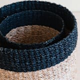 "Natural + Black Cylinder Tabletop Basket, nested set of 2" - Decorative Baskets in black by LIKHA