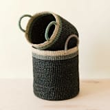 "Black Cylinder Basket with handles, nested set of 2" - Decorative Baskets in black by LIKHA