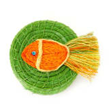 "Lidded Basket Swimming Fish" - Decorative Baskets in green by Powered By People