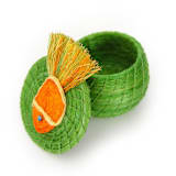 "Lidded Basket Swimming Fish" - Decorative Baskets in green by Powered By People