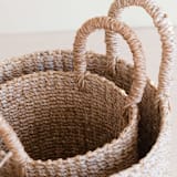 "Natural Cylinder Tabletop Basket with Handles, nested set of 2" - Decorative Baskets in natural by LIKHA