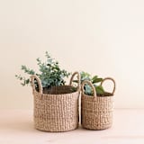 "Natural Cylinder Tabletop Basket with Handles, nested set of 2" - Decorative Baskets in natural by LIKHA
