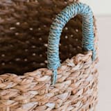 "Sky Blue Seagrass Cylinder Basket with Handles, nested set of 3" - Decorative Baskets in natural by LIKHA