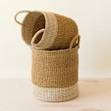 "Mustard Cylinder Basket with handles, nested set of 2" - Decorative Baskets in yellow by LIKHA