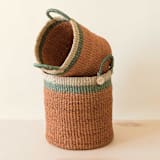 "Coral Cylinder Basket with handles, nested set of 2" - Decorative Baskets in orange by LIKHA