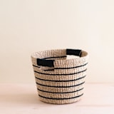 "Black Stripes Tapered Basket" - Decorative Baskets in black by LIKHA