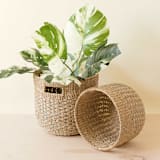 "Natural + Grey Round Bottom Basket, nested set of 2" - Decorative Baskets in gray by LIKHA