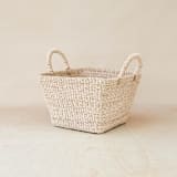 "Natural Tapered Square Tabletop Basket with Handles" - Decorative Baskets in natural by LIKHA