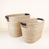 "Black Rounded Oval Basket, set of 2" - Decorative Baskets in black by LIKHA