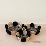 "Black and White Abaca Fruit Basket Circles, set of 3" - Decorative Baskets in black by LIKHA
