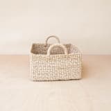 "Natural Square Tabletop Basket with Handles" - Decorative Baskets in natural by LIKHA