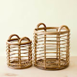 "Rattan Cylinder Basket, nested set of 2" - Decorative Baskets in natural by LIKHA