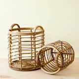 "Rattan Cylinder Basket, nested set of 2" - Decorative Baskets in natural by LIKHA