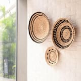 "Small Natural + Black Round Wall Baskets 12"" - Decorative Baskets in black by LIKHA