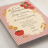 "Pasta Sauce" - Baby Shower Invitations in Tomato by Jenna Holcomb - Detail