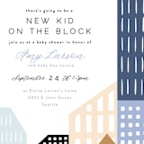 "Modern new kid on the block" - Baby Shower Invitations in Sky by Alethea and Ruth - Detail