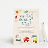 "Adventure Begins" - Baby Shower Invitations in Blue Jay by Creo Study - Front
