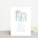 "Botanical Blocks" - Baby Shower Invitations in Baby Blue by Itsy Belle Studio - Front