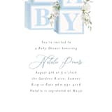 "Botanical Blocks" - Baby Shower Invitations in Baby Blue by Itsy Belle Studio - Detail