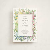 "Flower Garden" - Baby Shower Invitations in Cotton by Susan Moyal - Front