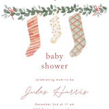 "merry little stockings" - Baby Shower Invitations in Cranberry by Rebecca Durflinger - Detail
