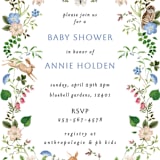 "Spring woodland" - Baby Shower Invitations in Elderflower by Sarah Knight - Detail