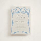 "Vintage Bow" - Baby Shower Invitations in Baby Blues by Lehan Veenker - Front