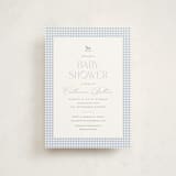 "Gingham Rockinghorse" - Baby Shower Invitations in Baby Blue by Olivia Raufman - Front