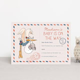 "Disney's Dumbo Stork Baby on the Way" - Baby Shower Invitations in Navy by Claudia Orengo - Front