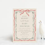 "Ribbon Stripe Holiday" - Baby Shower Invitations in Eggnog by Chris Griffith - Front