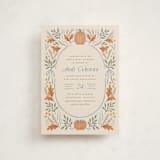 "Pumpkins + Bows" - Baby Shower Invitations in Cornflower by Laura Hankins - Front