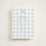 "Gingham Mobile" - Baby Shower Invitations in Baby blue by Stacey Meacham - Front