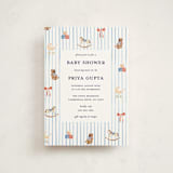 "Pinstripe" - Baby Shower Invitations in Cloud by Sarah Knight - Front