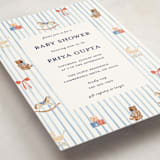"Pinstripe" - Baby Shower Invitations in Cloud by Sarah Knight - Detail