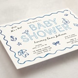 "Nautical doodles" - Baby Shower Invitations in Denim by Cass Loh - Detail
