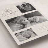 "Merrier This Year" - Holiday Birth Announcement Cards in Toffee by Everett Paper Goods - Detail