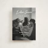 "Extra Cheer" - Holiday Birth Announcement Cards in Snow by fatfatin - Front