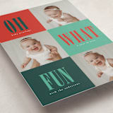 "Oh What Fun" - Holiday Birth Announcement Cards in Candied Apple by Stacy Maalouf - Detail