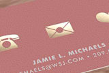 "Icons" - Business Cards in Coral by Robert True of Waui Design - Detail