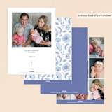 "Botanical Frame" - Baptism and Christening Invitations in Navy by Bonjour Paper - Back of Card Options