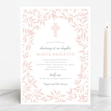 "Blessed Laurels" - Baptism and Christening Invitations in Blush by Paula Pecevich - Front
